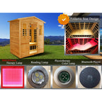 The Kora Deluxe 3-Person Outdoor Full Spectrum Low EMF Infrared Home Sauna With Bluetooth Speakers And LED Reading Light
