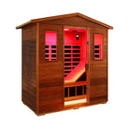 The Vanta Luxury 3-Person Outdoor Mahogany Full Spectrum Ultra-Low EMF FAR Infrared Sauna With Chromotherapy And Bluetooth Speakers