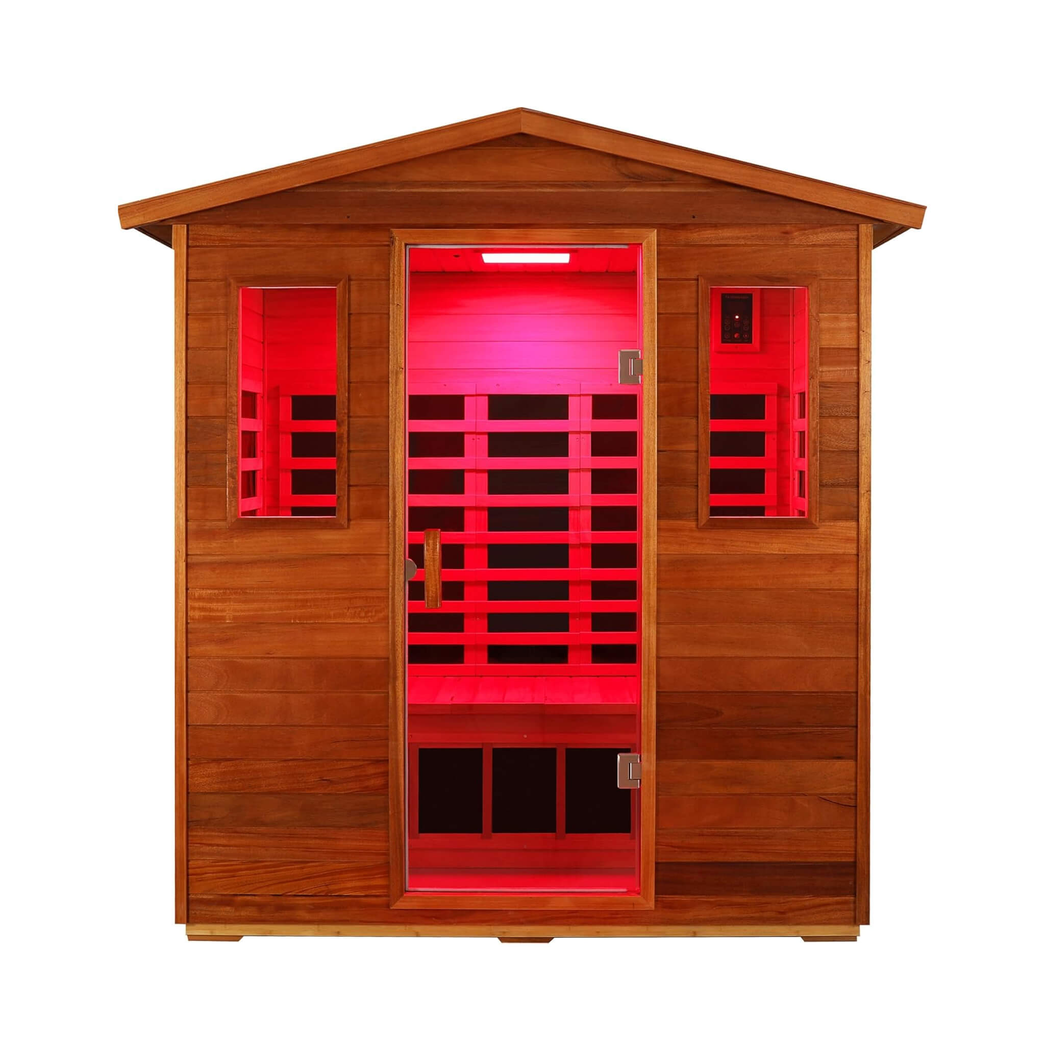The Vanta Luxury 3-Person Outdoor Mahogany Full Spectrum Ultra-Low EMF FAR Infrared Sauna With Chromotherapy And Bluetooth Speakers