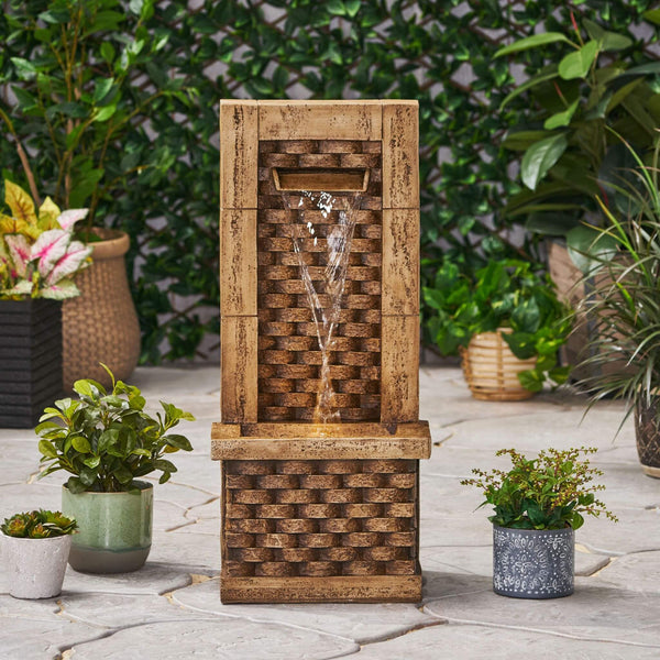 Premium 35-Inch Hand-Crafted Weather-Resistant Waterfall Fountain With LED Lights