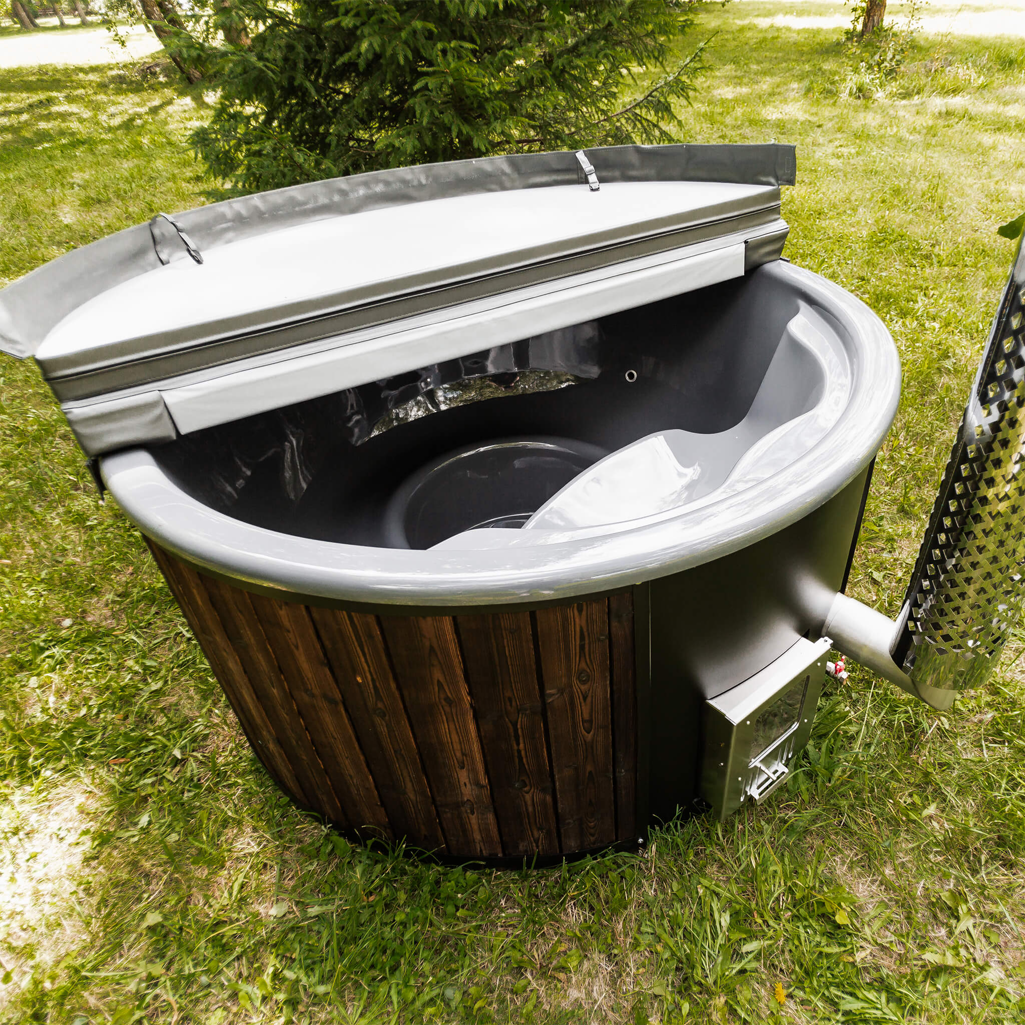Premium 4-Person Fully-Assembled ThermoWood Wood-Fired Hot Tub