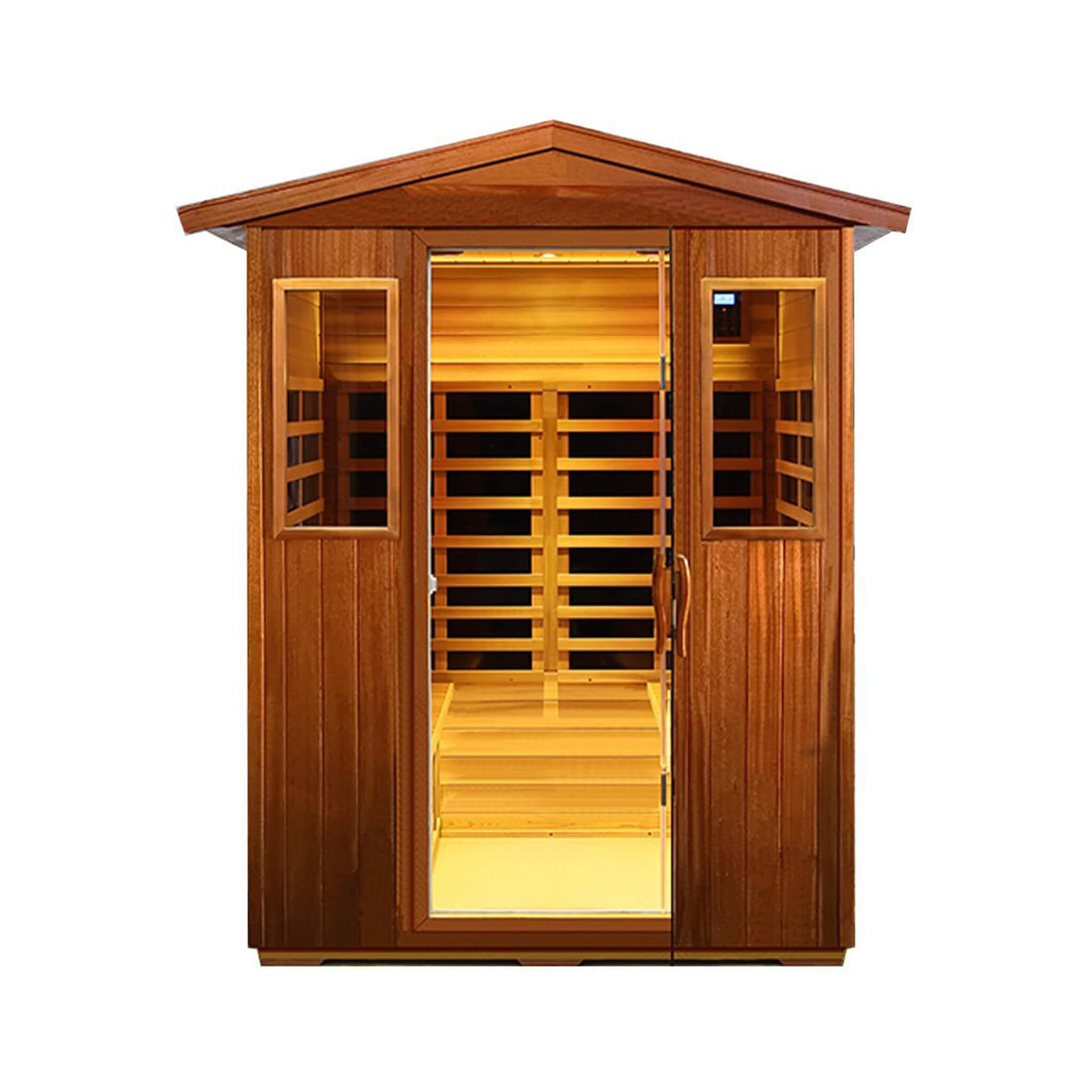 The Valois Premium 4-Person 2050W Luxury Low EMF Outdoor FAR Infrared Home Sauna With Bluetooth Audio