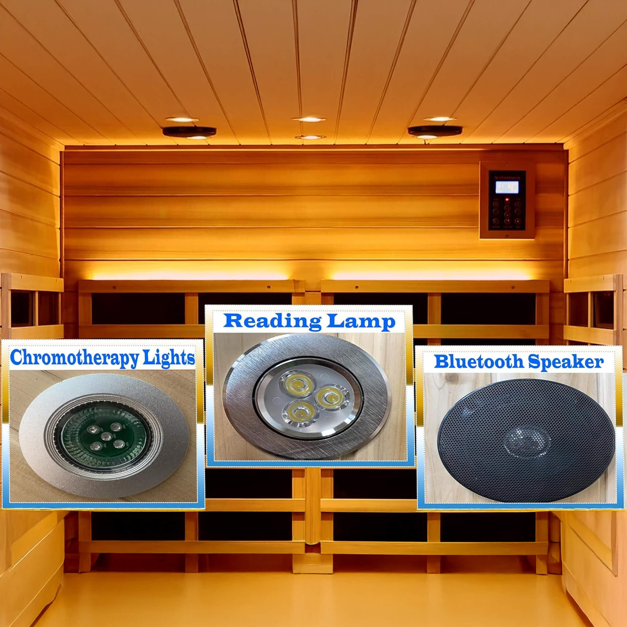 The Moretti 4-Person Outdoor Mahogany Full Spectrum Ultra-Low EMF FAR Infrared Sauna With Chromotherapy and Bluetooth Speakers
