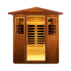 The Moretti 4-Person Outdoor Mahogany Full Spectrum Ultra-Low EMF FAR Infrared Sauna With Chromotherapy and Bluetooth Speakers