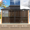Solstice Premium All-Season Outdoor Wood Grain Sunroom with Sliding Doors and Double Top Roof