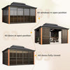 Solstice Premium All-Season Outdoor Wood Grain Sunroom with Sliding Doors and Double Top Roof