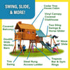 Premium Cedar Wood Tree House Swing Set With Built-In Covered Porch, Chimney, Monkey Bars And Slide (SAK18427)