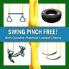 Premium Cedar Wood Tree House Swing Set With Clubhouse, Wave Slide And Scoop Slide