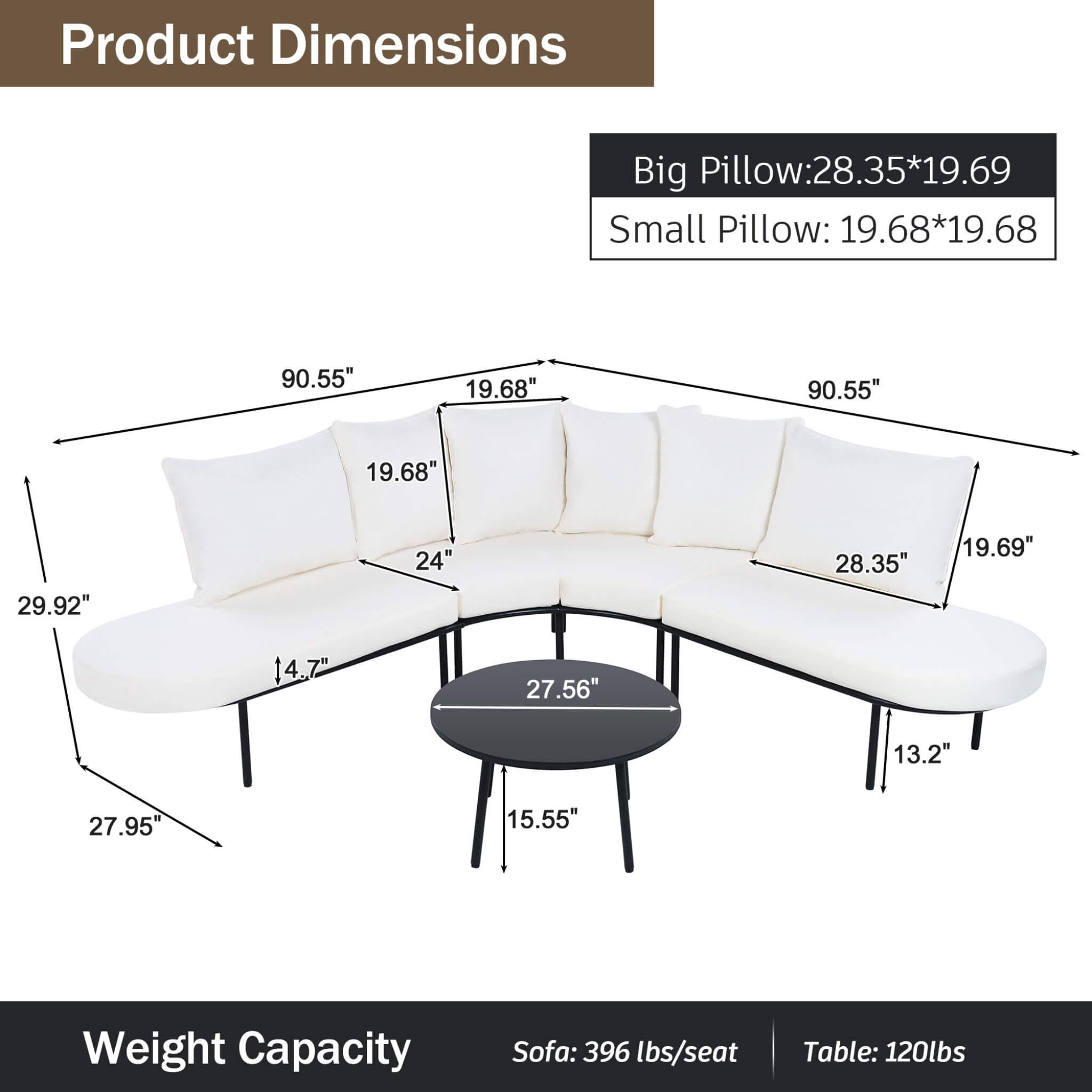 Premium Half-Moon 6-Person Curved Outdoor Furniture Sofa Patio Set
