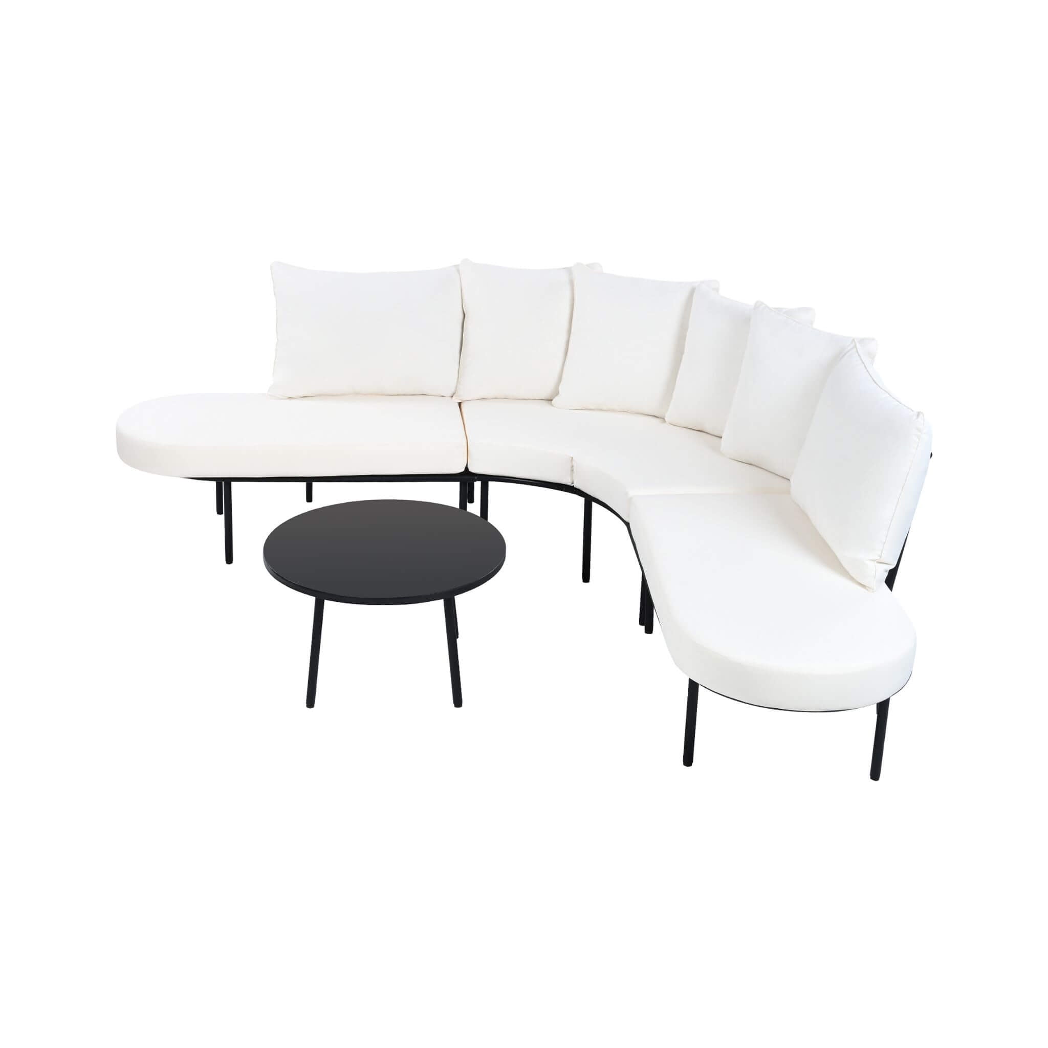 Premium Half-Moon 6-Person Curved Outdoor Furniture Sofa Patio Set