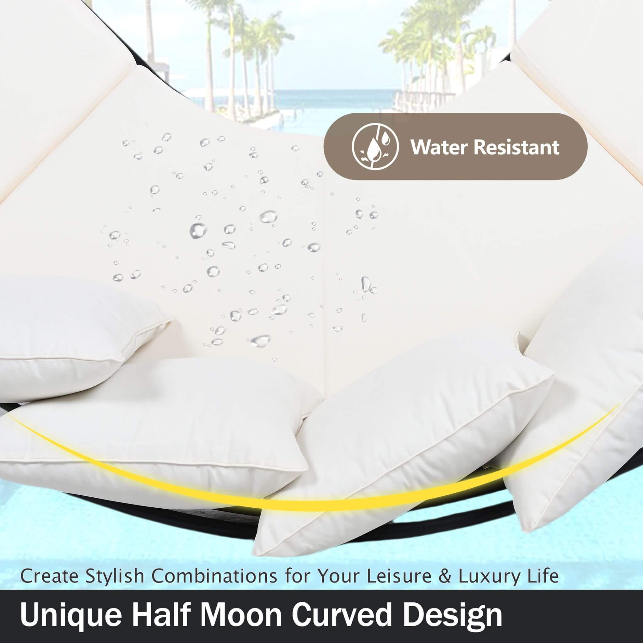 Premium Half-Moon 6-Person Curved Outdoor Furniture Sofa Patio Set