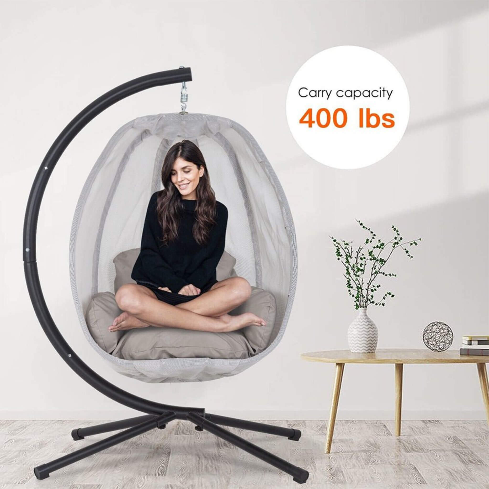 Premium 70-Inch Outdoor Hammock Egg Swing Chair With Stand