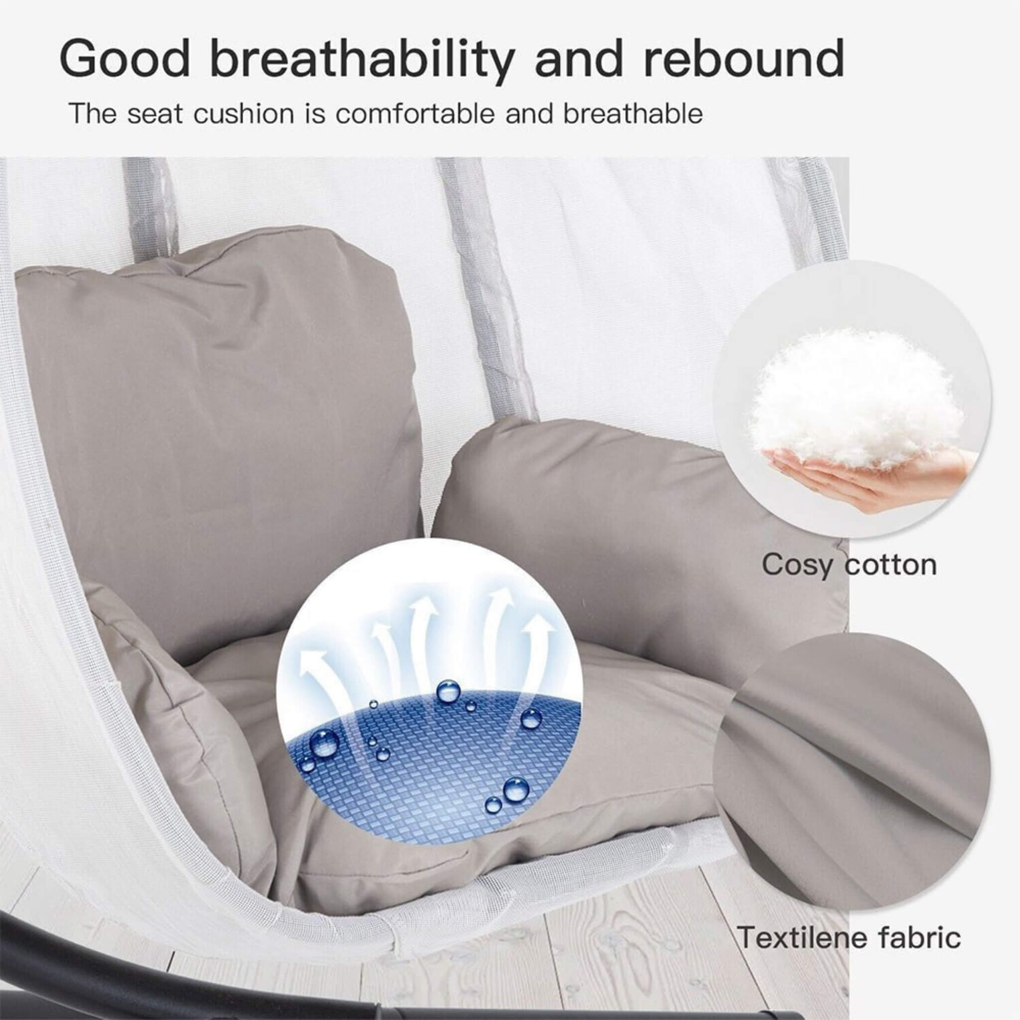 Premium 70-Inch Outdoor Hammock Egg Swing Chair With Stand