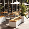 Premium Outdoor Industrial Metal Garden Bench With Wooden Seat And Planter