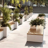 Premium Outdoor Industrial Metal Garden Bench With Wooden Seat And Planter