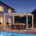 Premium White Outdoor Metal Louvered Pergola With Drainage System