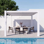 Premium White Outdoor Metal Louvered Pergola With Drainage System