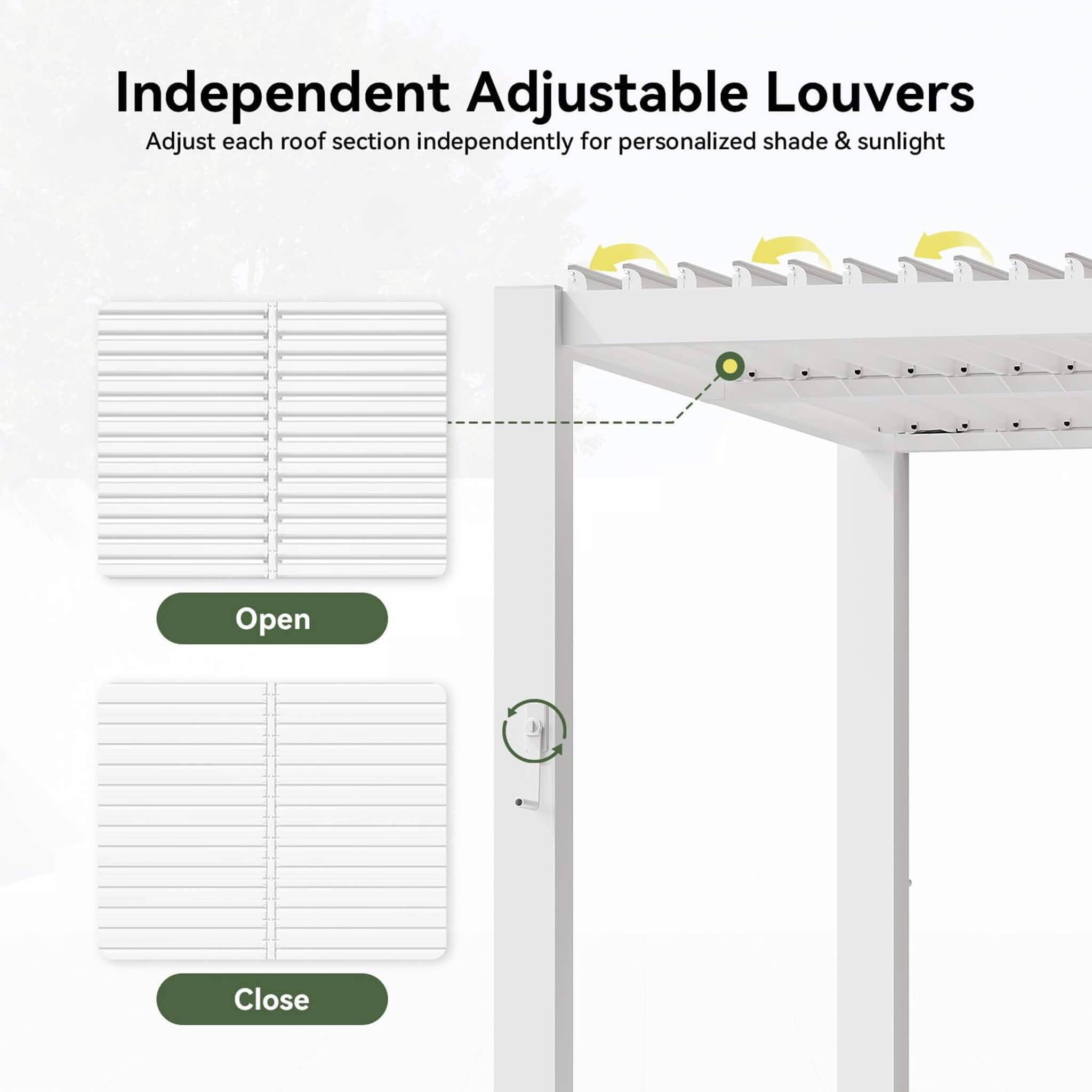 Premium White Outdoor Metal Louvered Pergola With Drainage System