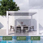 Premium White Outdoor Metal Louvered Pergola With Drainage System