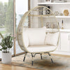 Premium 57-Inch Oversized Rattan Patio Egg Lounge Chair With Cushions