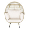 Premium 57-Inch Oversized Rattan Patio Egg Lounge Chair With Cushions
