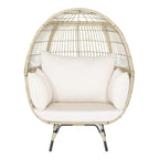 Premium 57-Inch Oversized Rattan Patio Egg Lounge Chair With Cushions