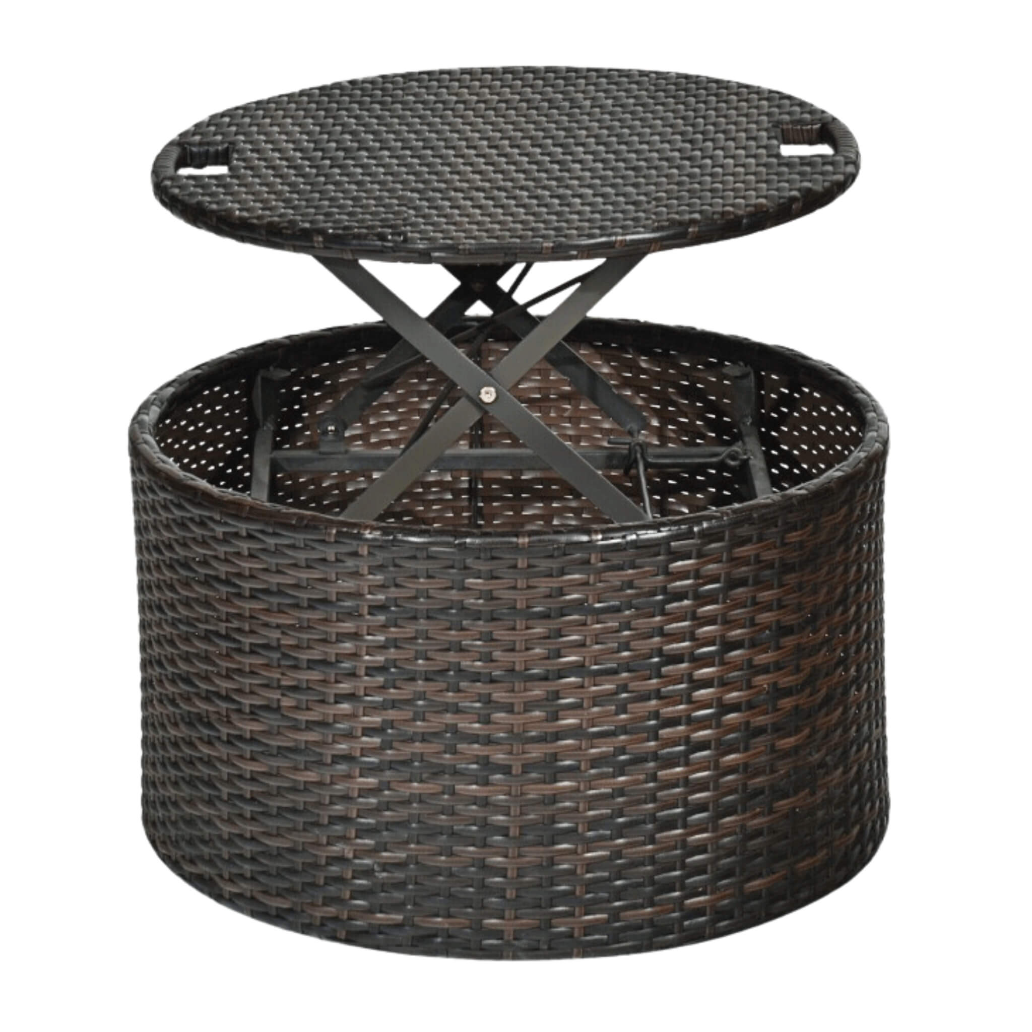 Premium 76-Inch Round Outdoor Patio Rattan Daybed W/ Canopy & Table