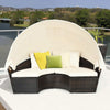 Premium 76-Inch Round Outdoor Patio Rattan Daybed W/ Canopy & Table
