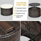 Premium 76-Inch Round Outdoor Patio Rattan Daybed W/ Canopy & Table