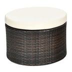 Premium 76-Inch Round Outdoor Patio Rattan Daybed W/ Canopy & Table
