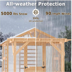 Premium Walk-In Spruce Wood Greenhouse with Pergola and Shelves