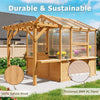 Premium Walk-In Spruce Wood Greenhouse with Pergola and Shelves