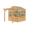 Premium Walk-In Spruce Wood Greenhouse with Pergola and Shelves