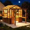 Premium Walk-In Spruce Wood Greenhouse with Pergola and Shelves