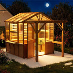 Premium Walk-In Spruce Wood Greenhouse with Pergola and Shelves