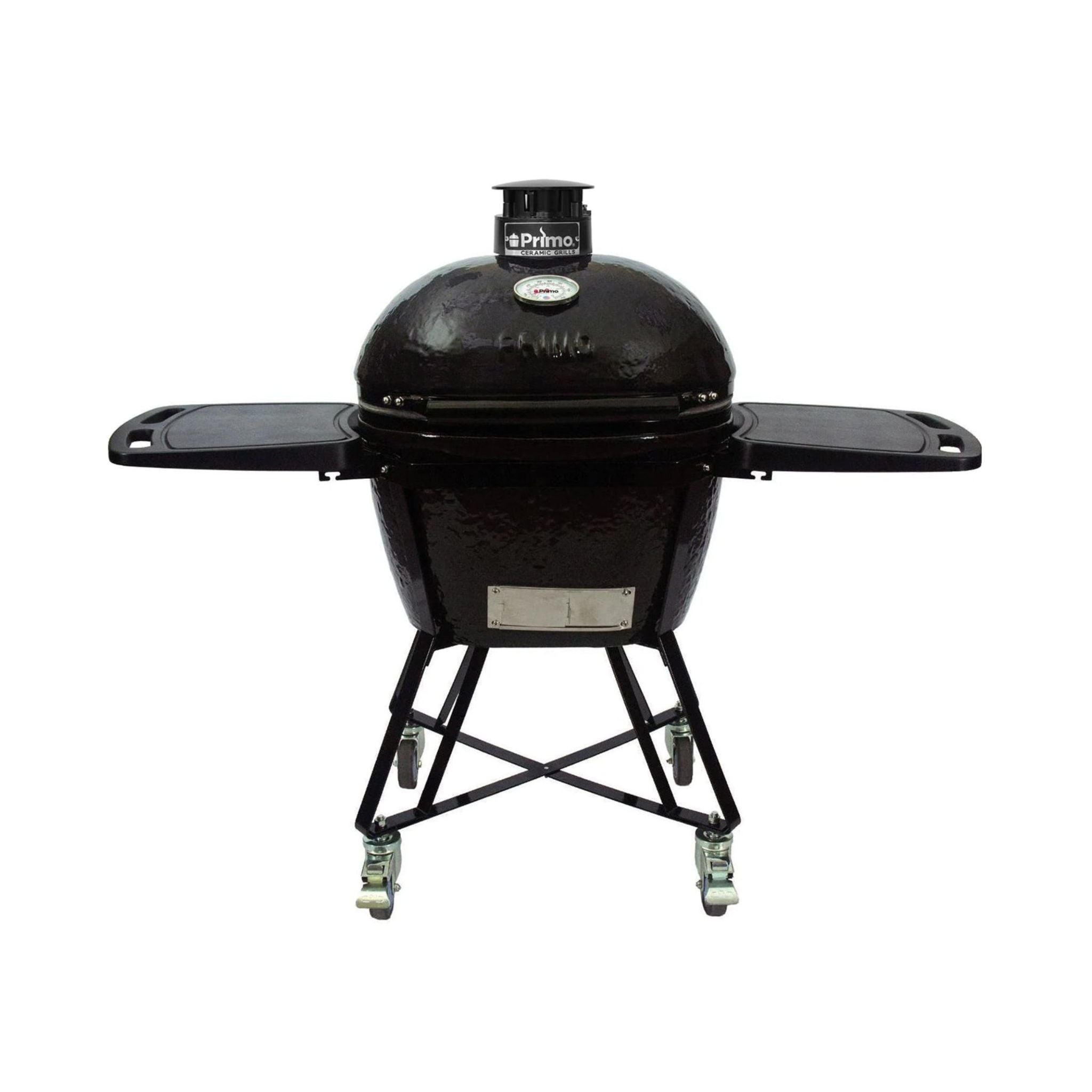 Oval Large 300 All-In-One Ceramic Kamado Grill W/ Cradle, Side Shelves & Stainless Steel Grates
