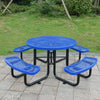 Large 46-Inch Heavy-Duty Round Outdoor Steel Picnic Table With Umbrella Hole
