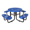 Large 46-Inch Heavy-Duty Round Outdoor Steel Picnic Table With Umbrella Hole