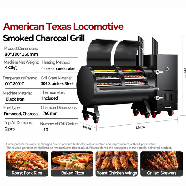 Professional Texas Style Pellet or Charcoal Smoker - Low & Slow Smoker for outdoor cooking