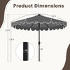 9.3 Feet Solar Patio Umbrella with 24 LED Lights Vented Top and Ruffles-Beige
