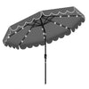 9.3 Feet Solar Patio Umbrella with 24 LED Lights Vented Top and Ruffles-Beige