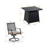 Outdoor Gas Fire Pit Table Set W/ Cushioned Swivel Dining Chairs, 5PCS