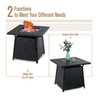 Outdoor Gas Fire Pit Table Set W/ Cushioned Swivel Dining Chairs, 5PCS