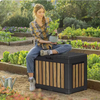 Keter Oakridge 50 Gal. Weather Resisitant Plastic Resin Deck Box in Oak Wood Look Brown