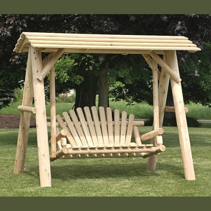Wooden Porch Swing with Canopy