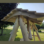 Wooden Porch Swing with Canopy