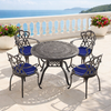 39.37-inch Cast Aluminum Patio Dining Set With Black Frame and Umbrella Hole