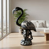 Blue & White  Flamingo Statue | Hand-Painted Bird Pottery