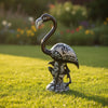 Blue & White  Flamingo Statue | Hand-Painted Bird Pottery