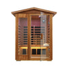 The Ignis 2-Person Ultra-Low EMF Mahogany Outdoor Infrared Sauna with Bluetooth Speakers